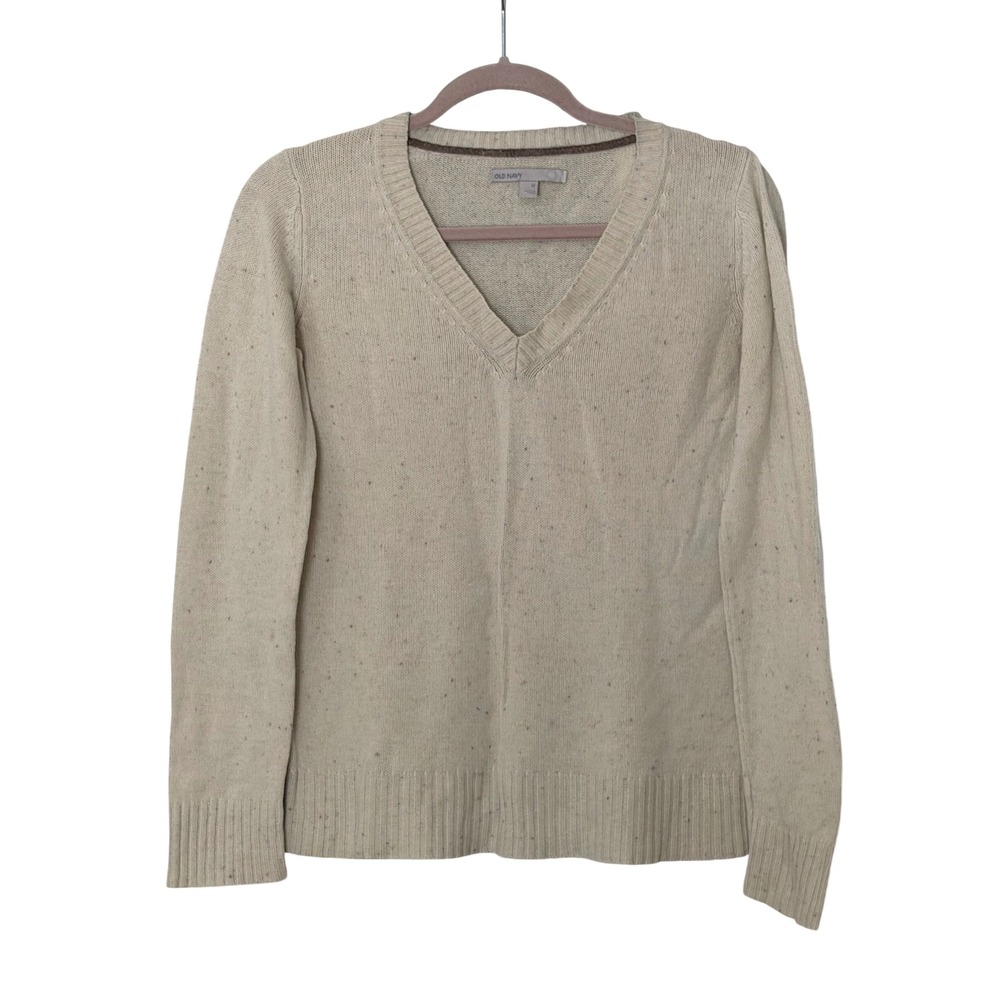 Old Navy Women's M Oatmeal V-neck Lightweight Lamb's Wool Sweater | SKU 1075
